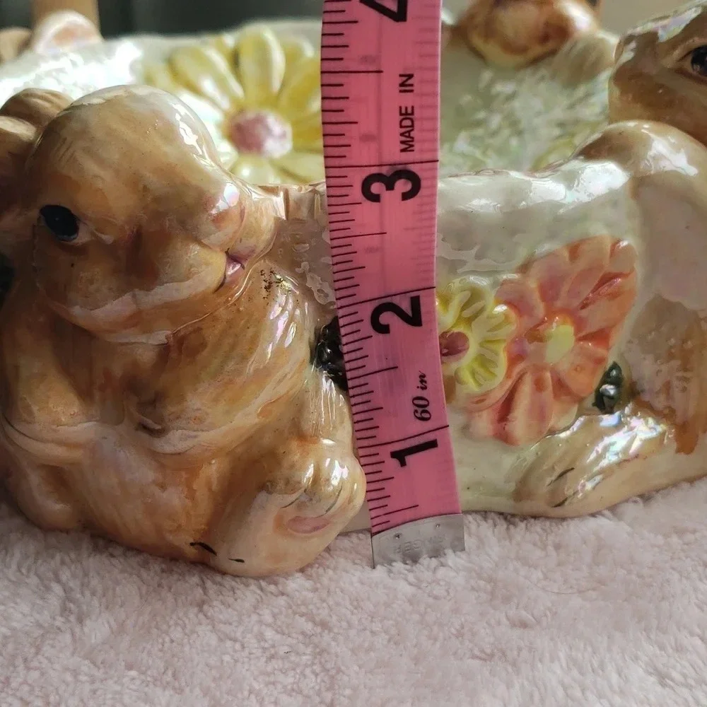 Pretty Petals Pearlized Bunny Ceramic Bowl/Planter